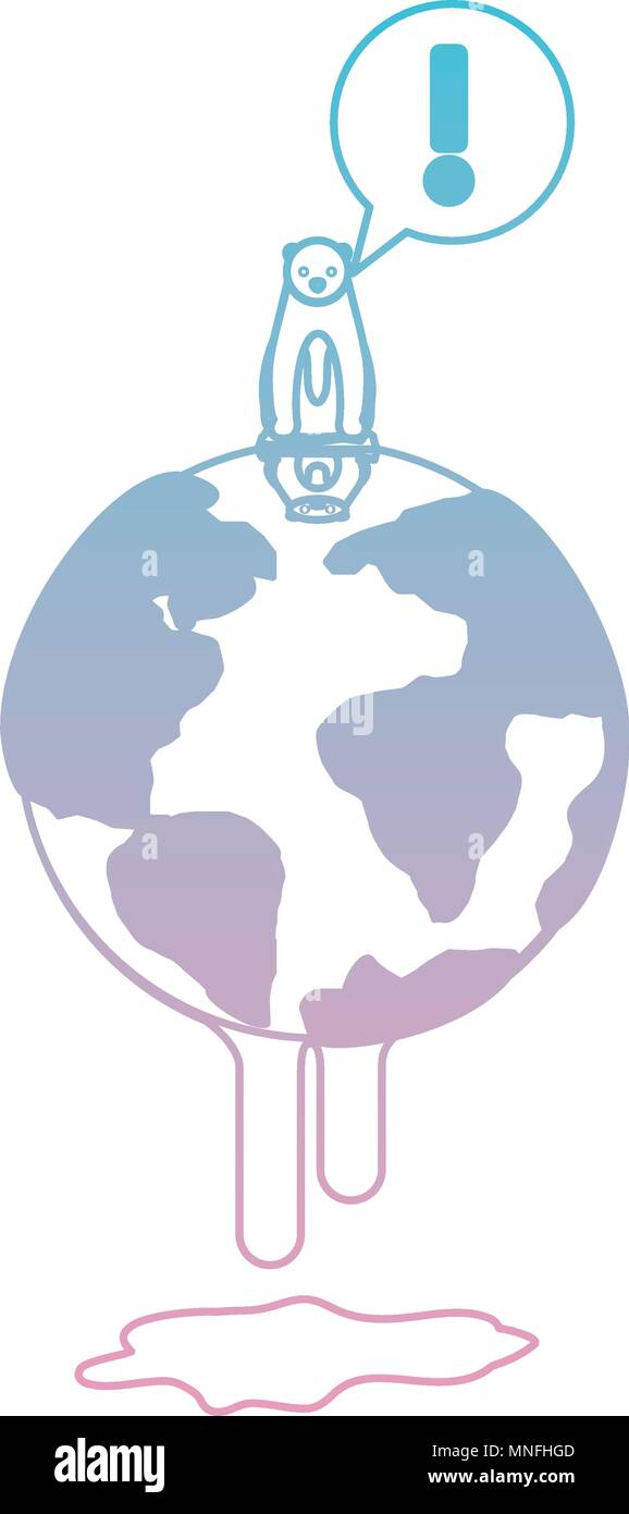 earth melting with polar bear warning to global warming Stock Vector ...