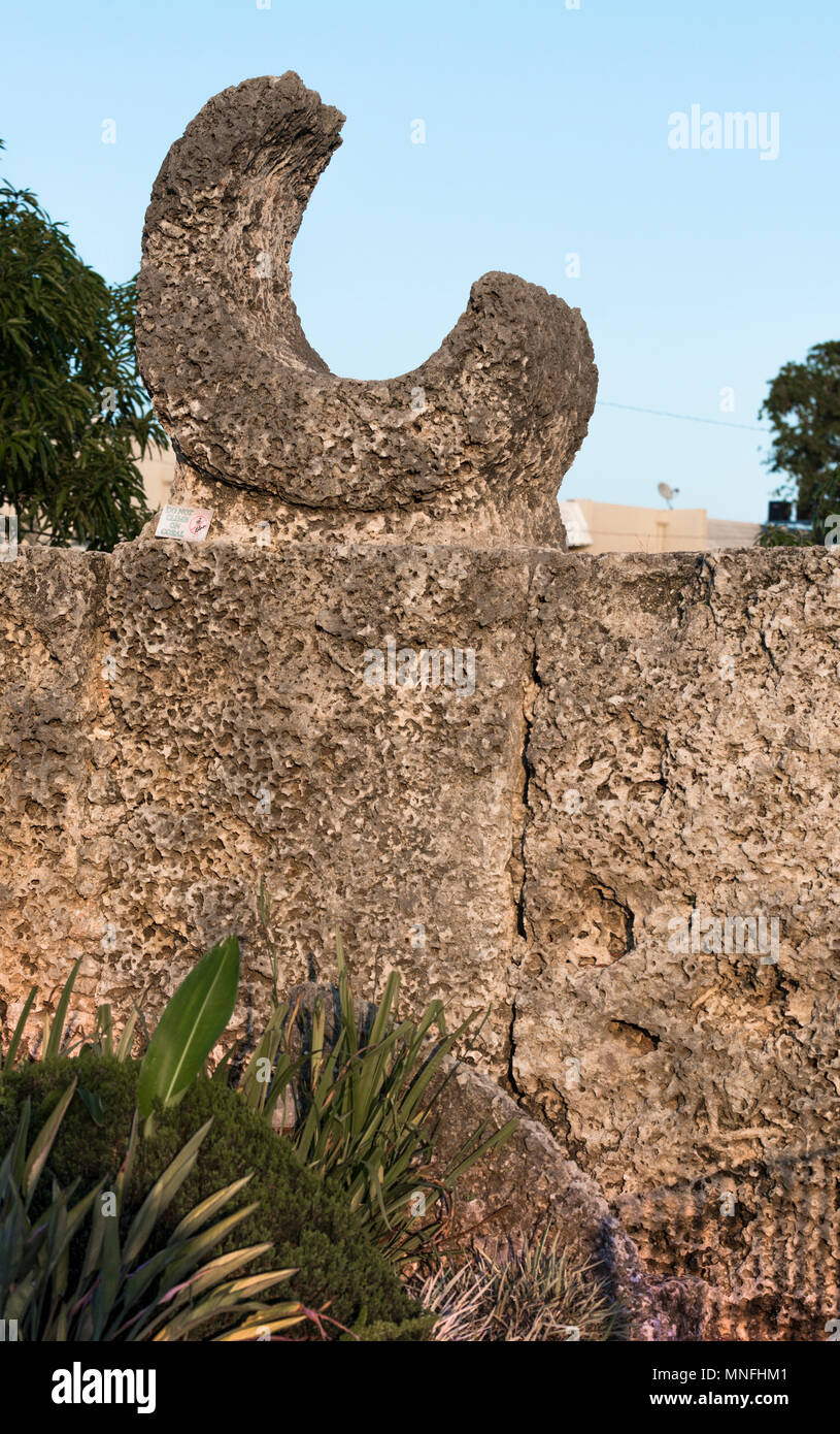 Coral Castle, Homestead Florida. Planet Corner representation of the planet Mercury by Ed Leedskalnin/ He raised megalithic stones alone, mysteriously Stock Photo