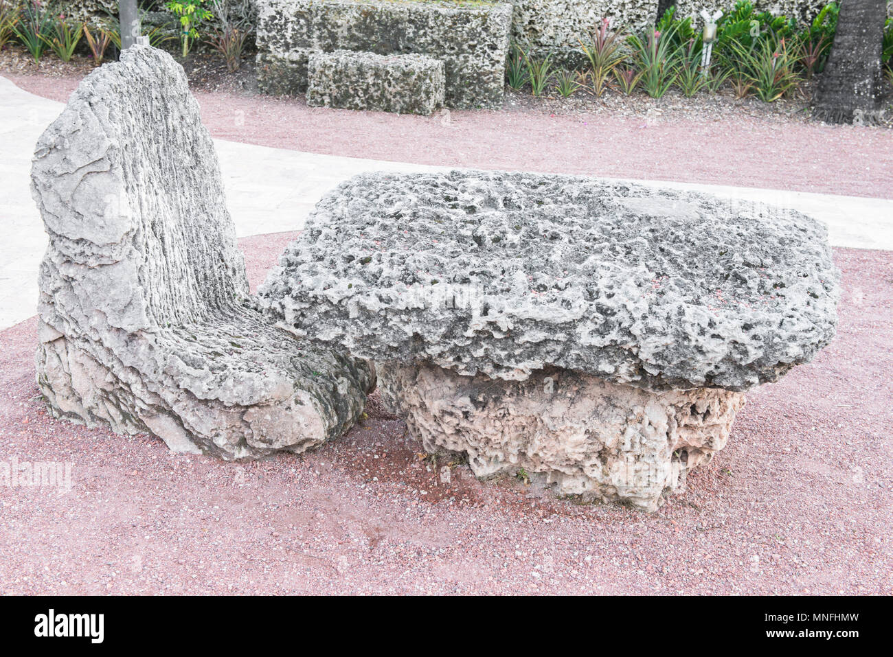 Coral Castle rocking chair and coral stone table. Recent owners ...