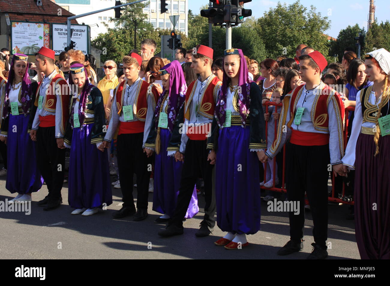 Serbian dancers in traditional costumes Stock Photo - Alamy