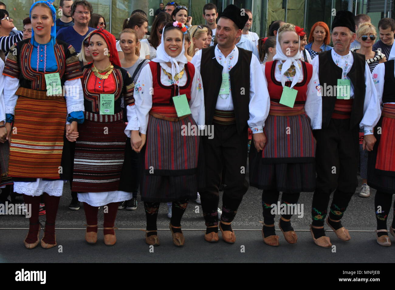 Serbian dancers in traditional costumes Stock Photo - Alamy