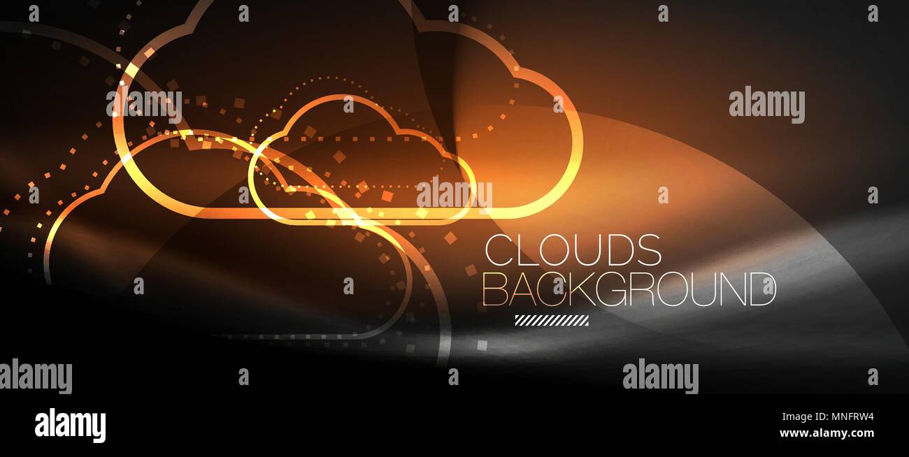 Vector cloud computing, storage concept. Vector cloud computing, storage concept, neon digital background Stock Vector