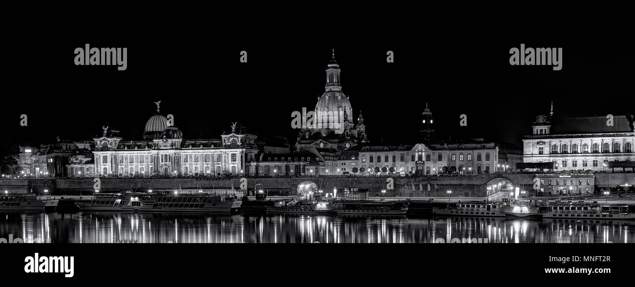 Dresden - Terrassenufer - Brühlsche Terrasse. Stock Photo