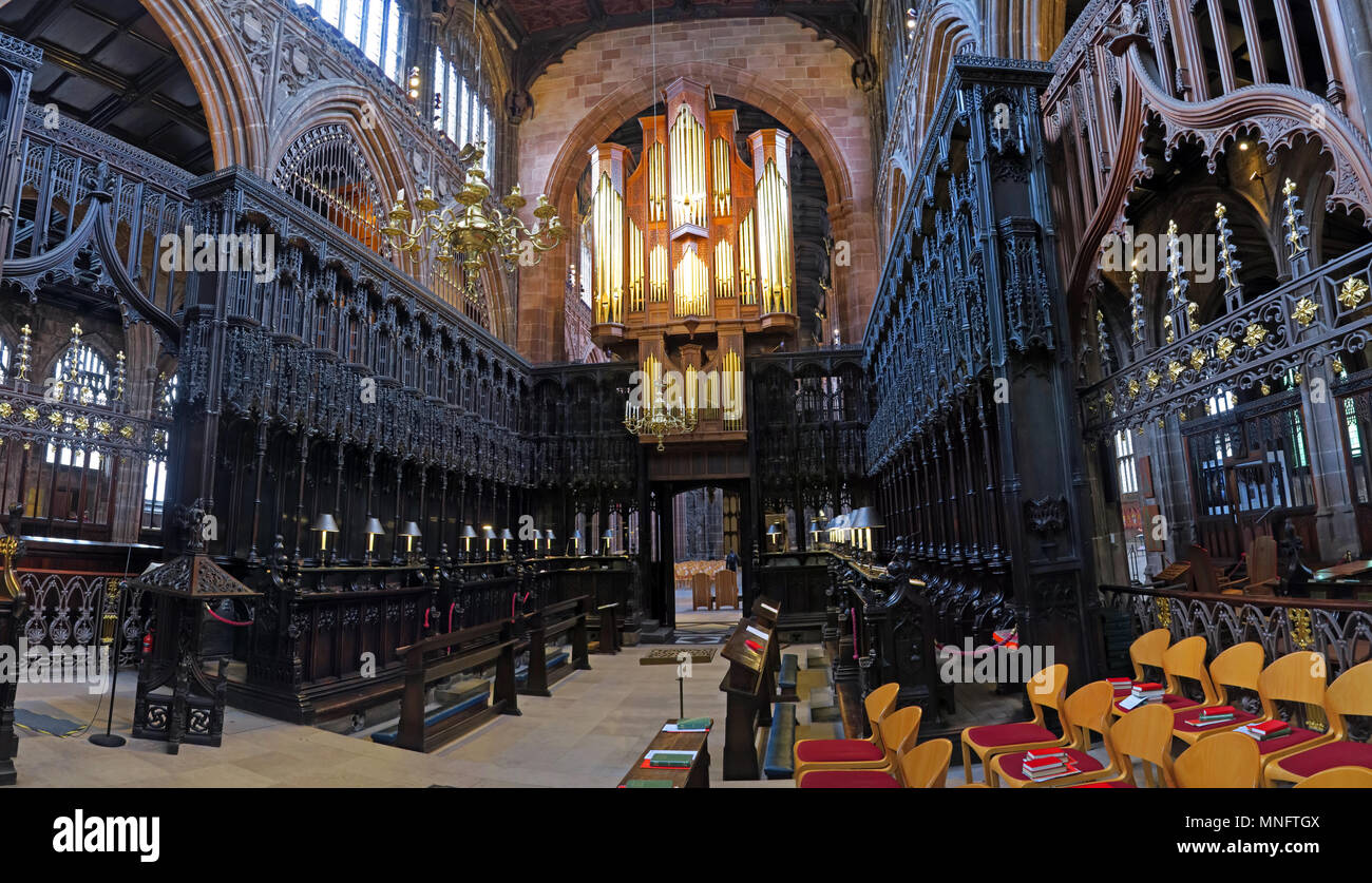 Manchester Cathedral Choir Panorama, Victoria St, Manchester , England, UK, M3 1SX Stock Photo