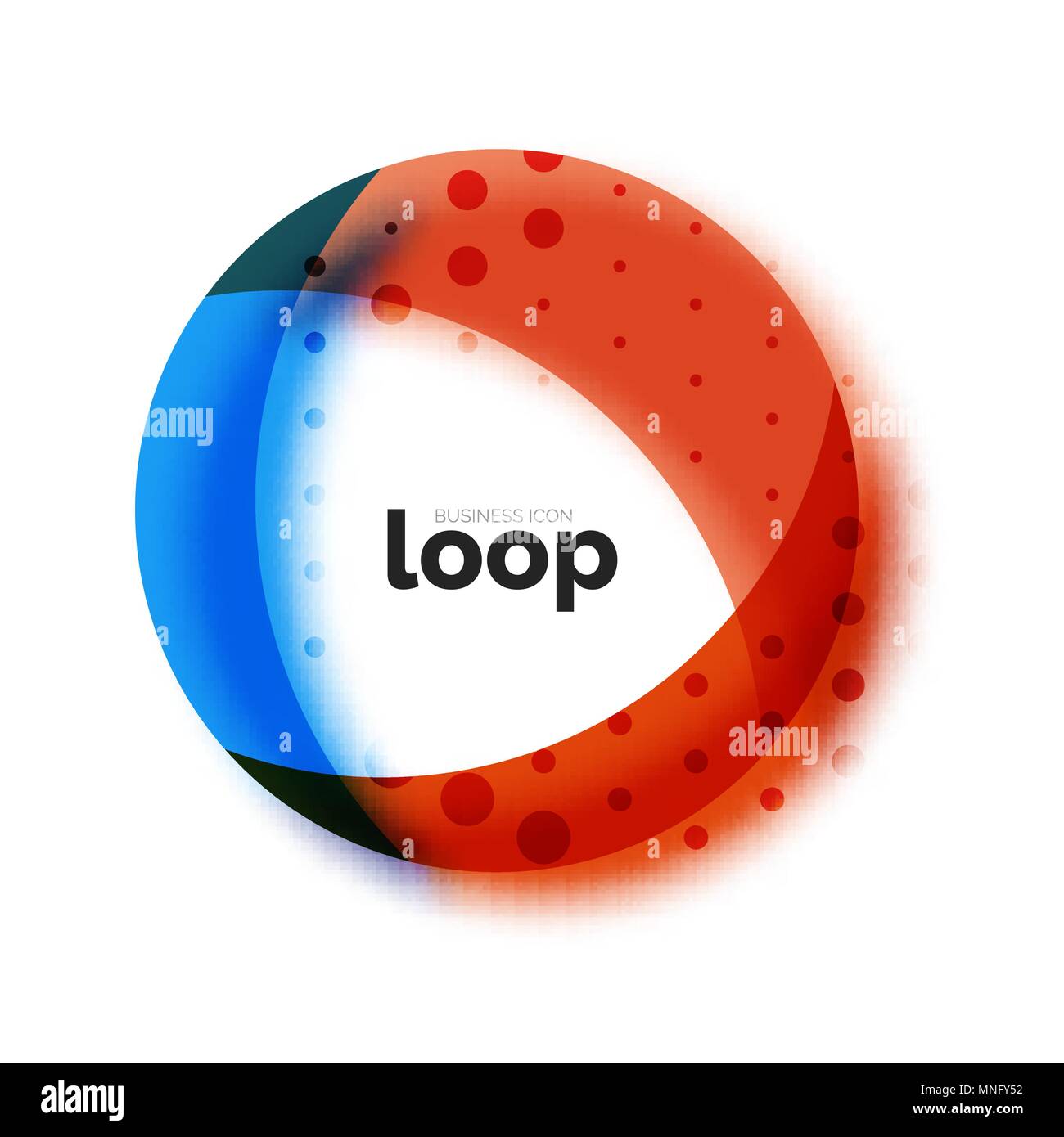 Loop circle business icon, created with glass transparent color shapes ...