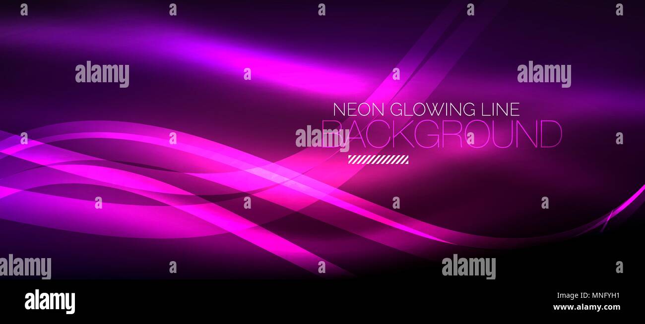 Neon purple elegant smooth wave lines digital abstract background. Neon ...