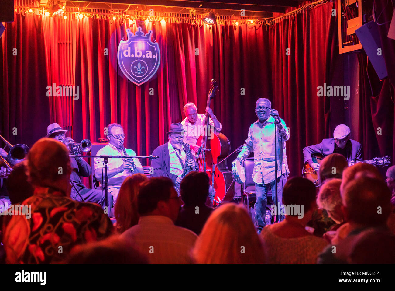 New Orleans Louisiana Jazz Singer John Boutte At Microphone Performs At D B A Stock Photo Alamy