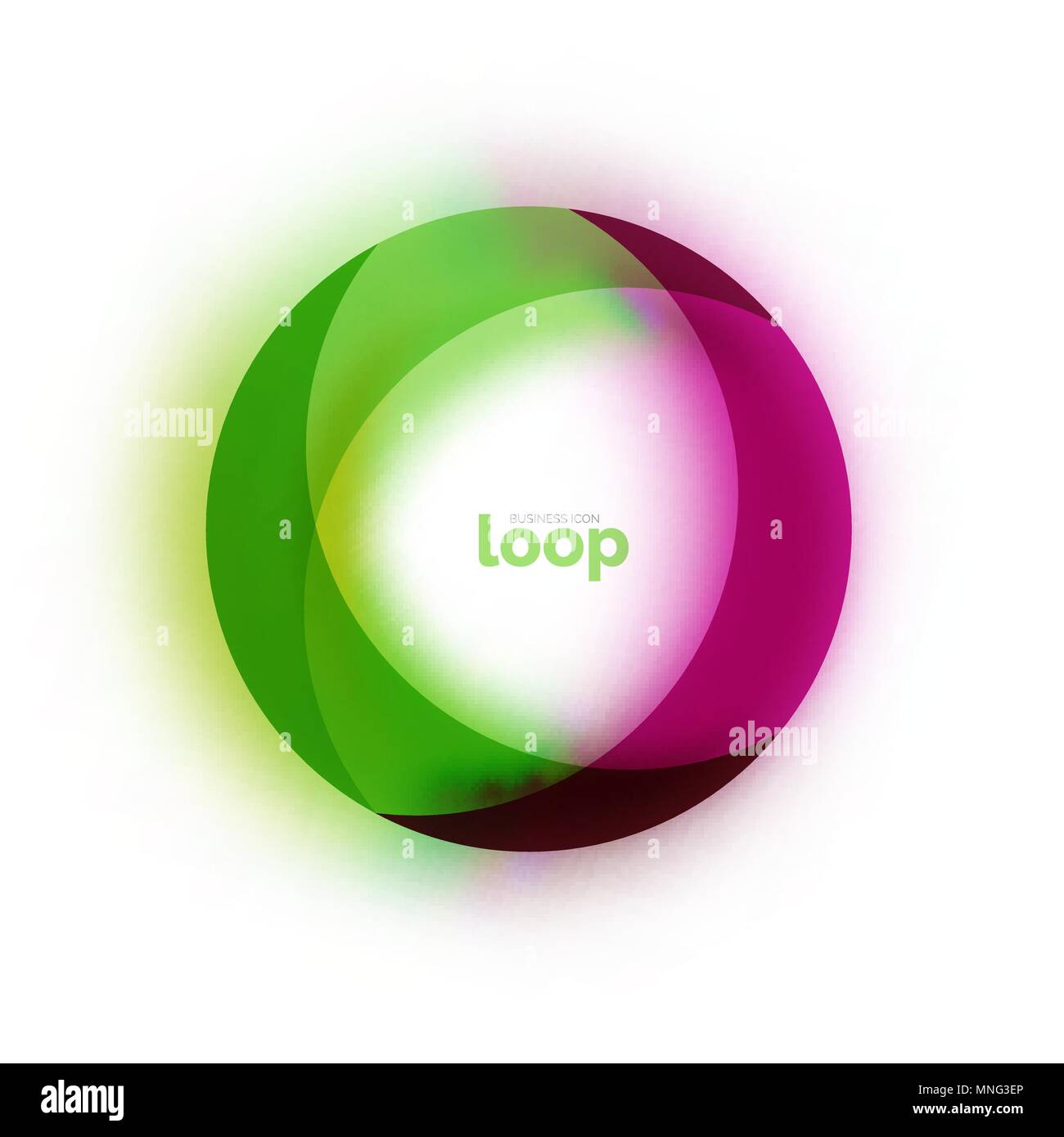 Loop circle business icon, created with glass transparent color shapes ...