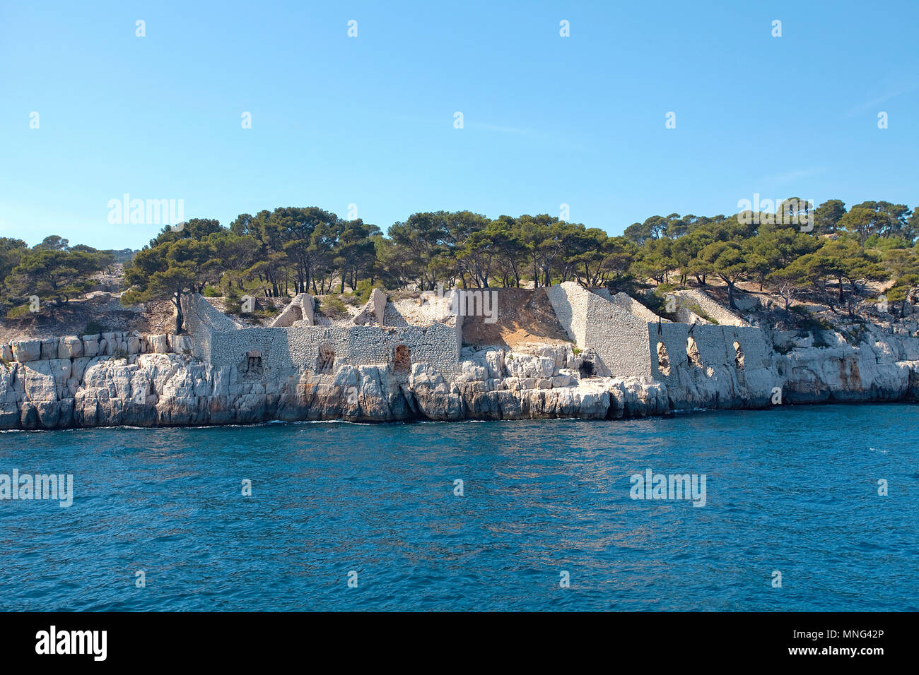Ruins of former lime kilns at Calanques, Bouches-du-Rhone, Côte d’Azur, South France, France, Europe Stock Photo