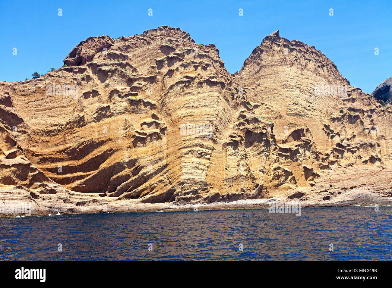 Cliff, rocky coast at La Ciotat, Bouches-du-Rhone, Cote d'Azur, South France, France, Europe Stock Photo