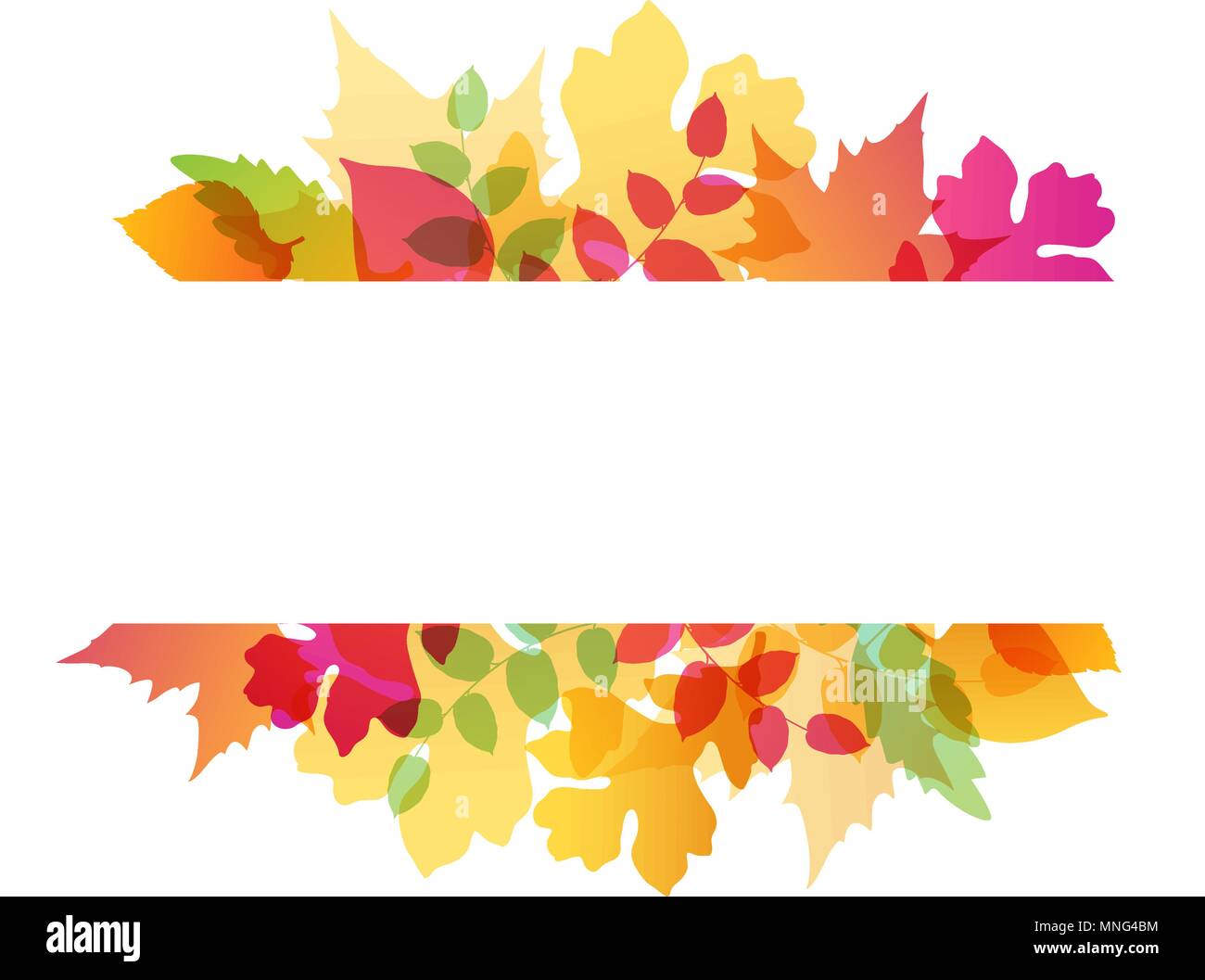 Bright abstract autumn background with falling oak and maple leaves Stock Vector