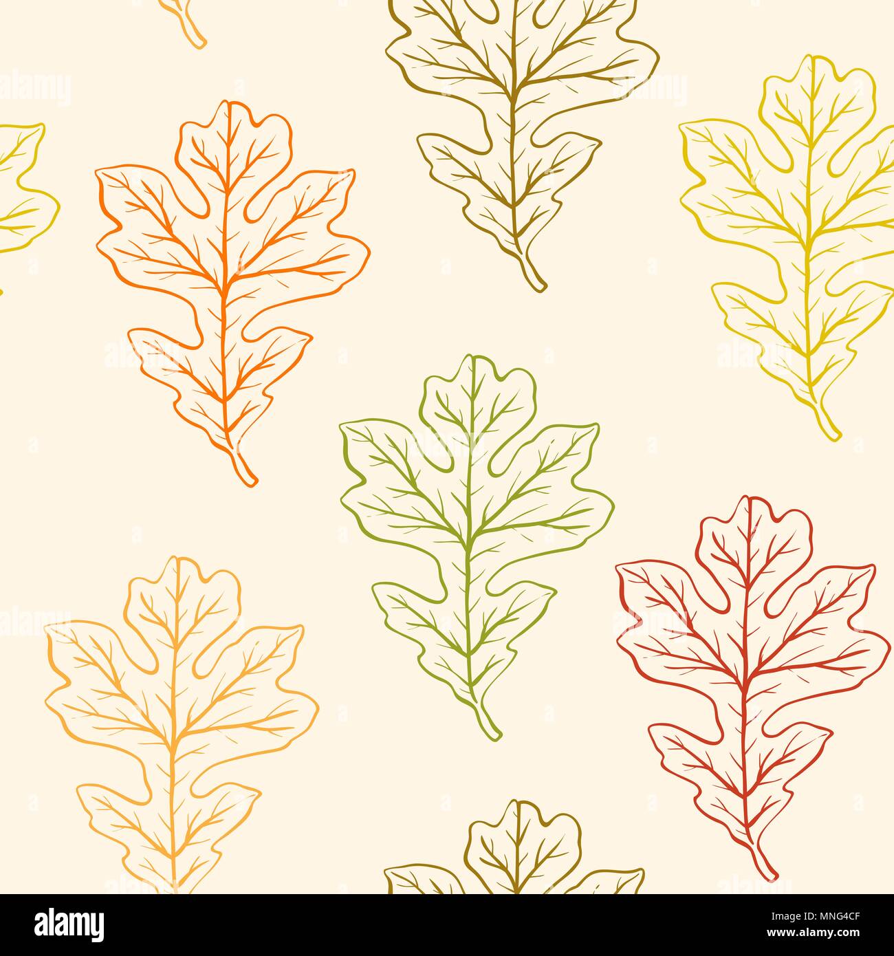 Vector autumn seamless pattern with oak leaves Stock Vector