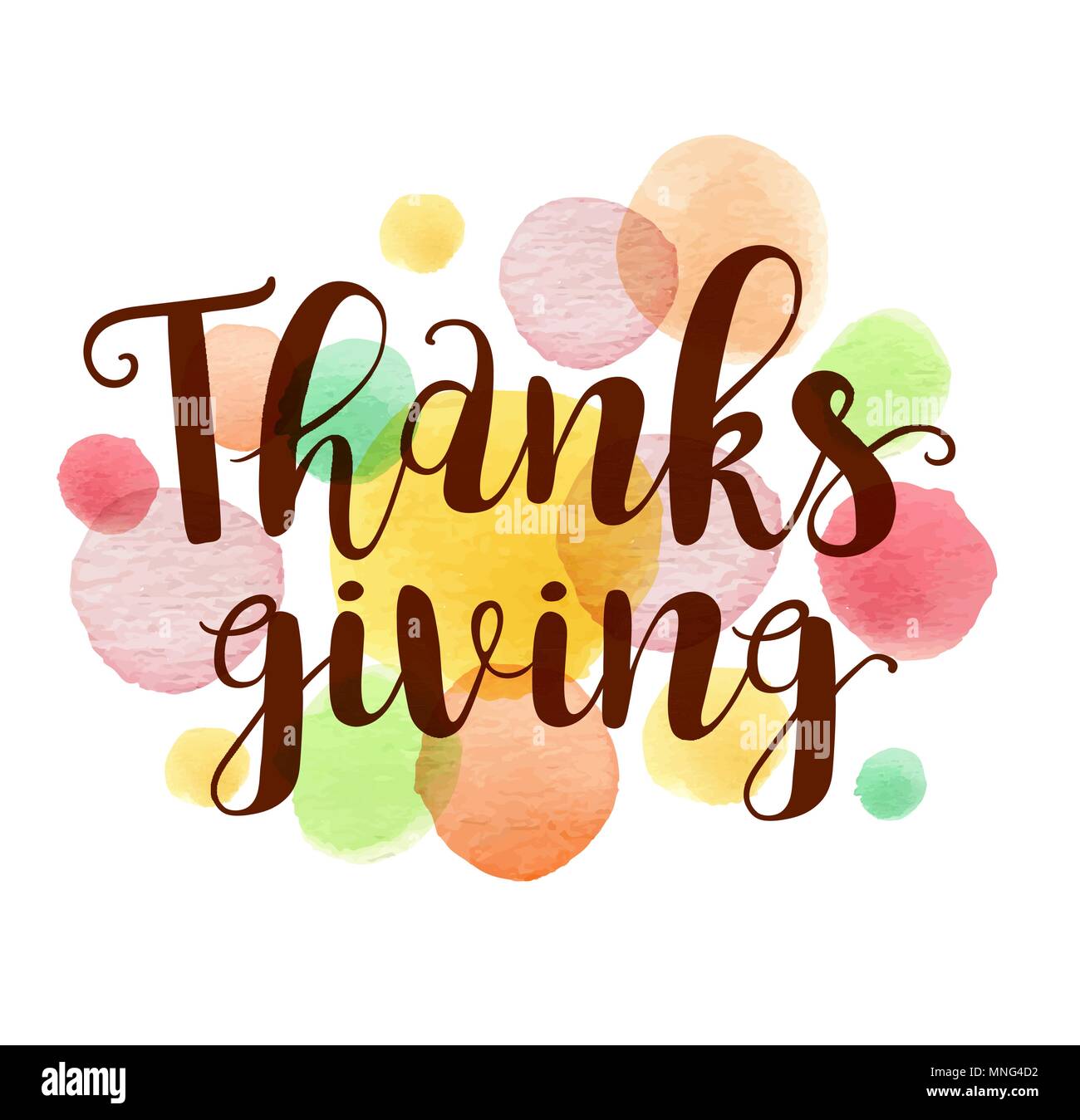 Abstract greeting card for Thanksgiving Day with watercolor blots on a white background. Stock Vector