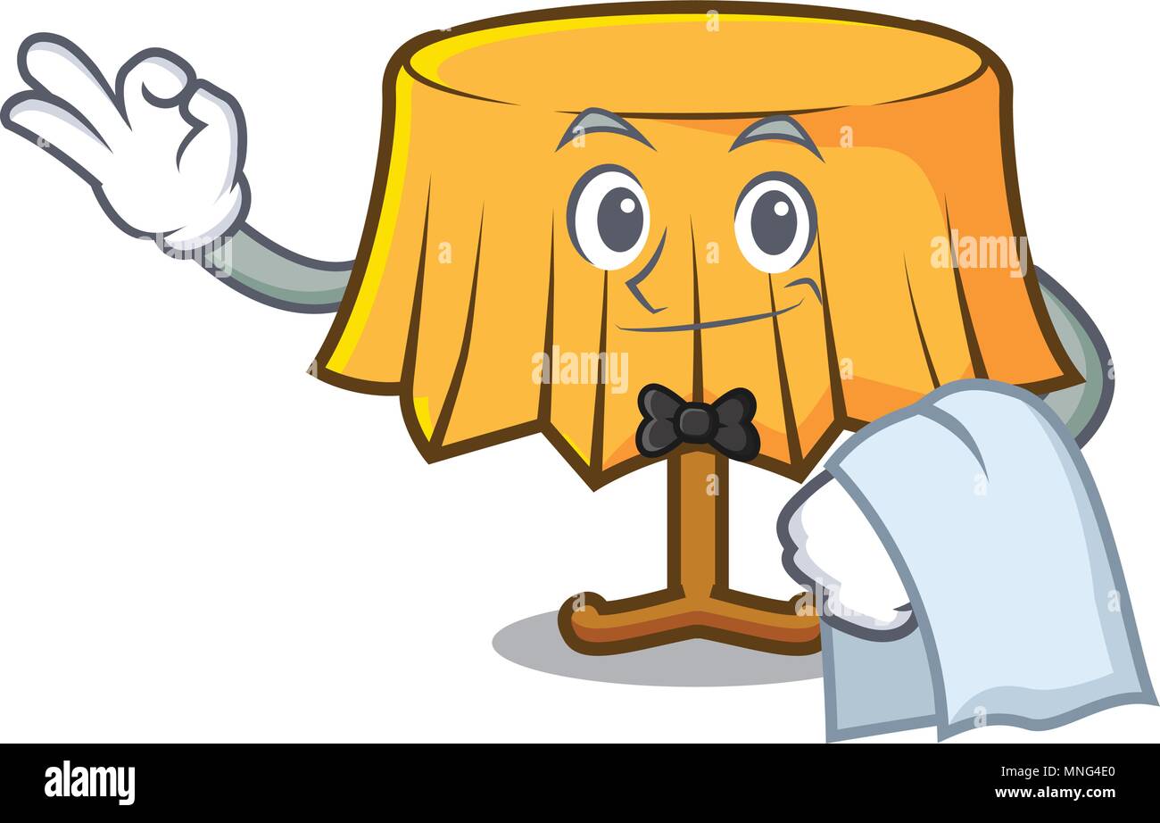 Waiter table cloth mascot cartoon Stock Vector