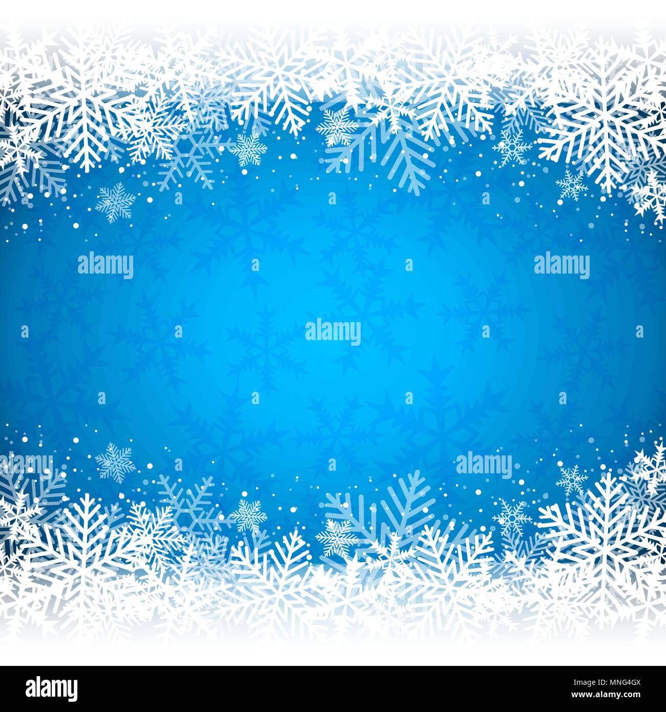 Decorative blue Christmas background with white snowflakes. Vector ...