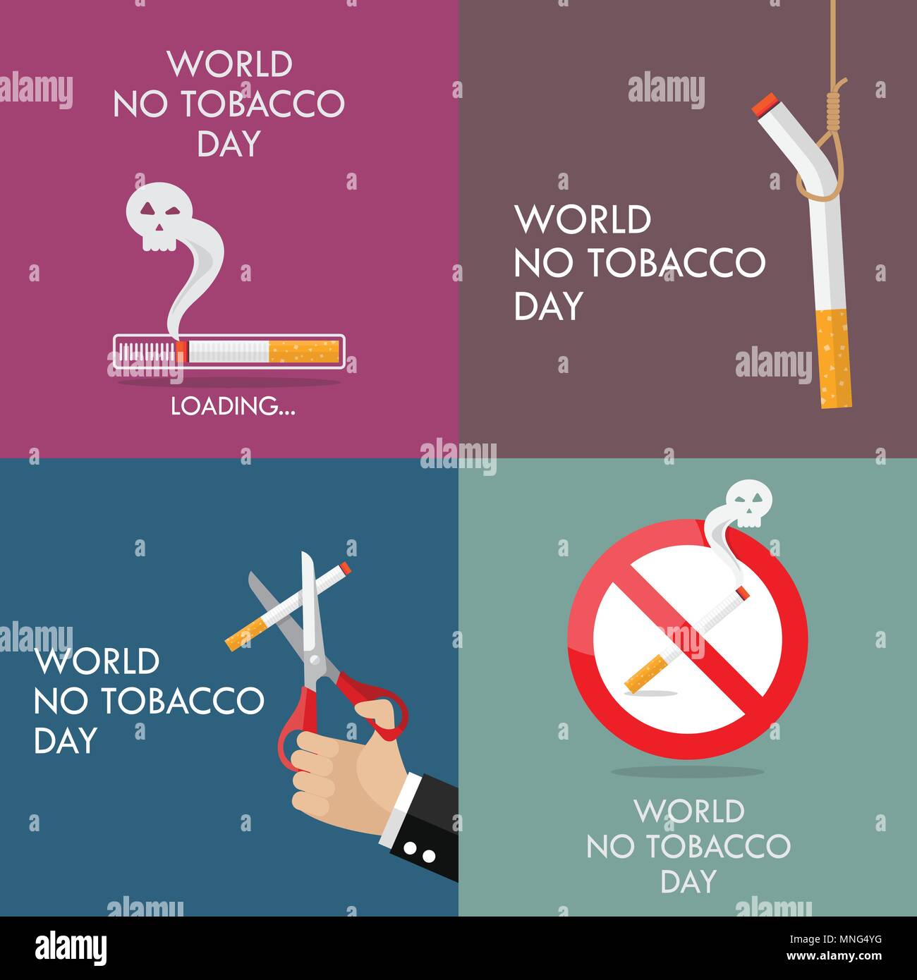World no tobacco day poster set. Vector illustration Stock Vector
