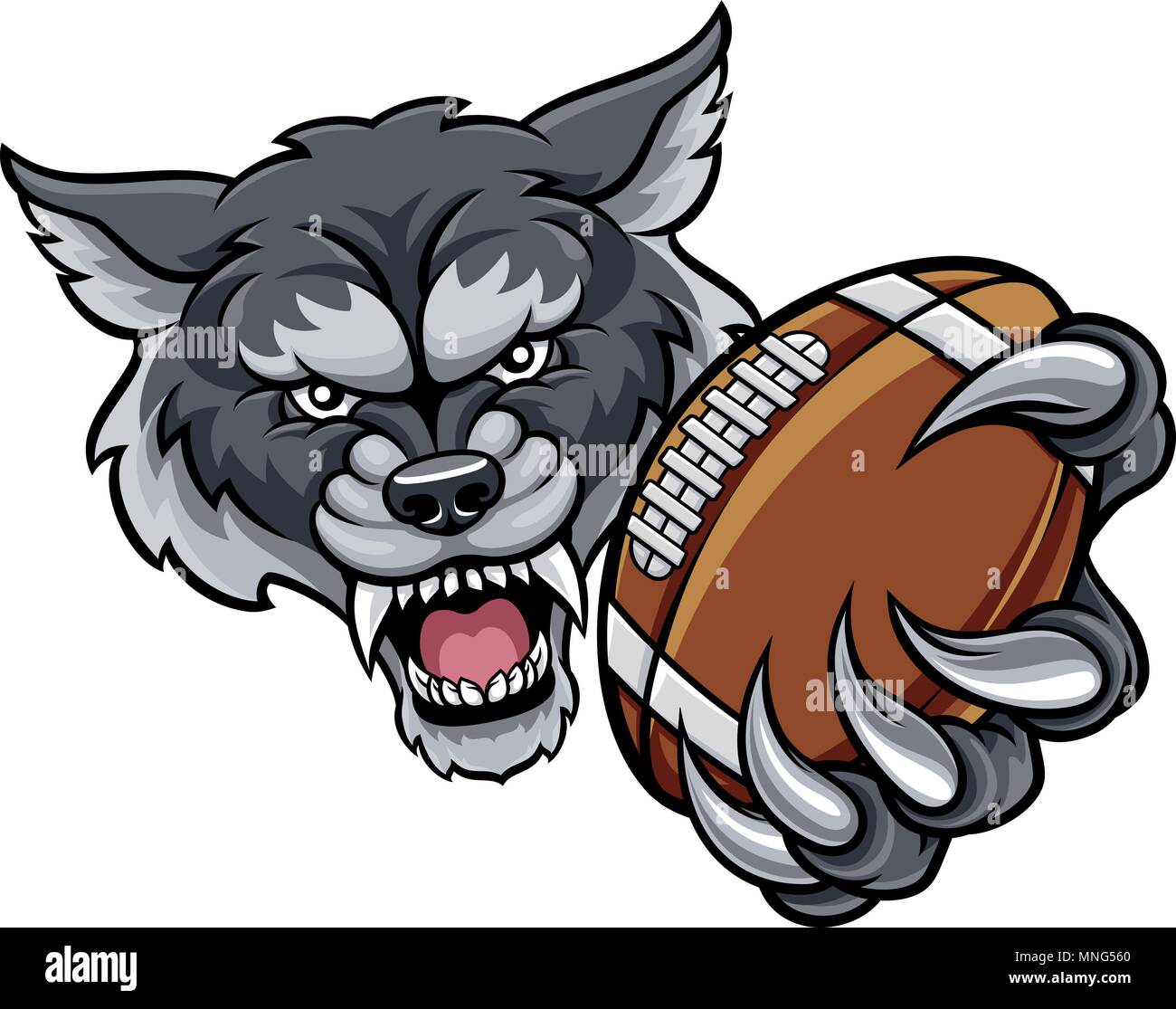 Wolf American Football Mascot Stock Vector