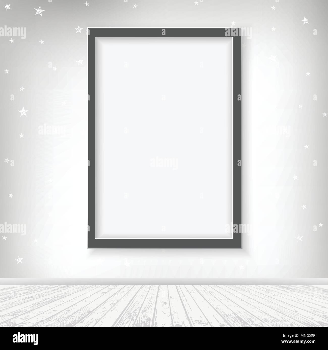 Vector Light Interior With Frame White Wooden Floor And White Wall