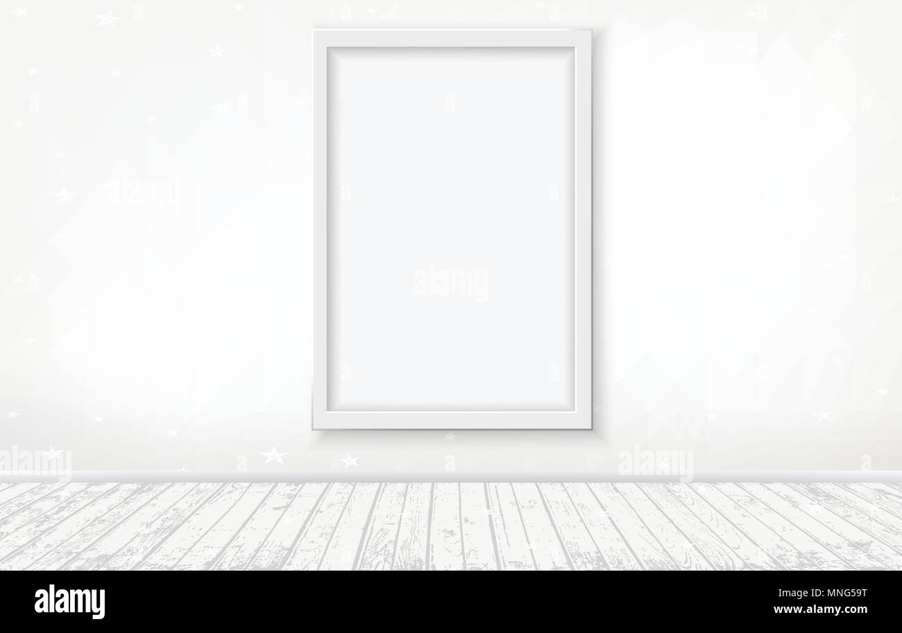 Vector Light Interior With Frame White Wooden Floor And White Wall