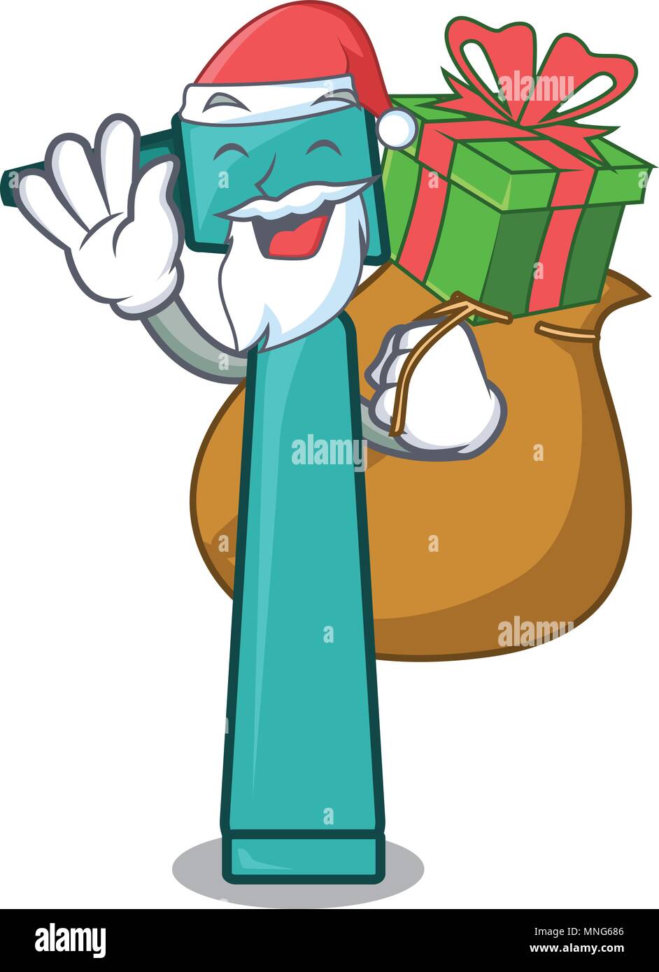 Santa with gift otoscope mascot cartoon style Stock Vector