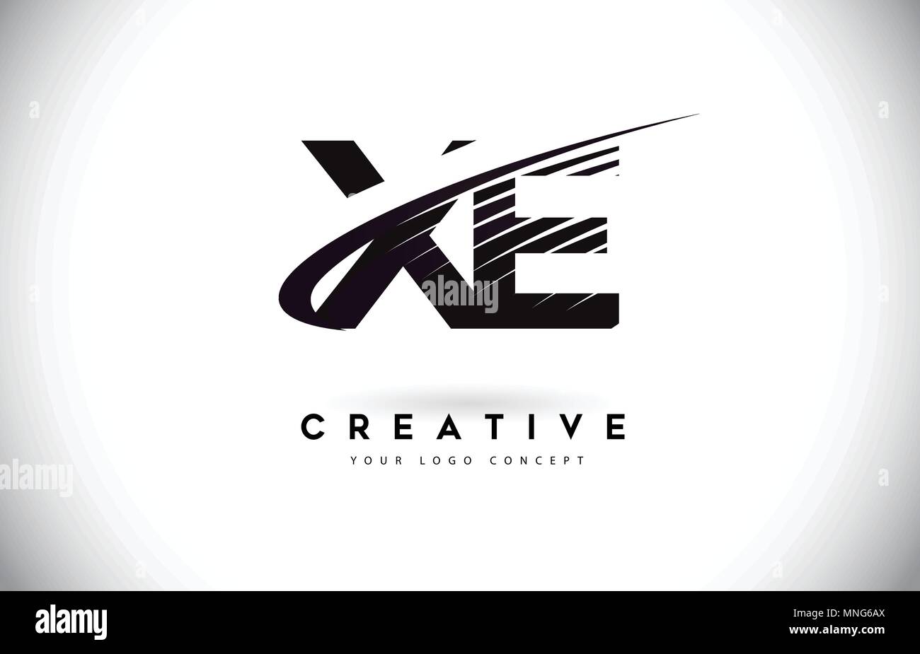 XE X E Letter Logo Design with Swoosh and Black Lines. Modern Creative ...
