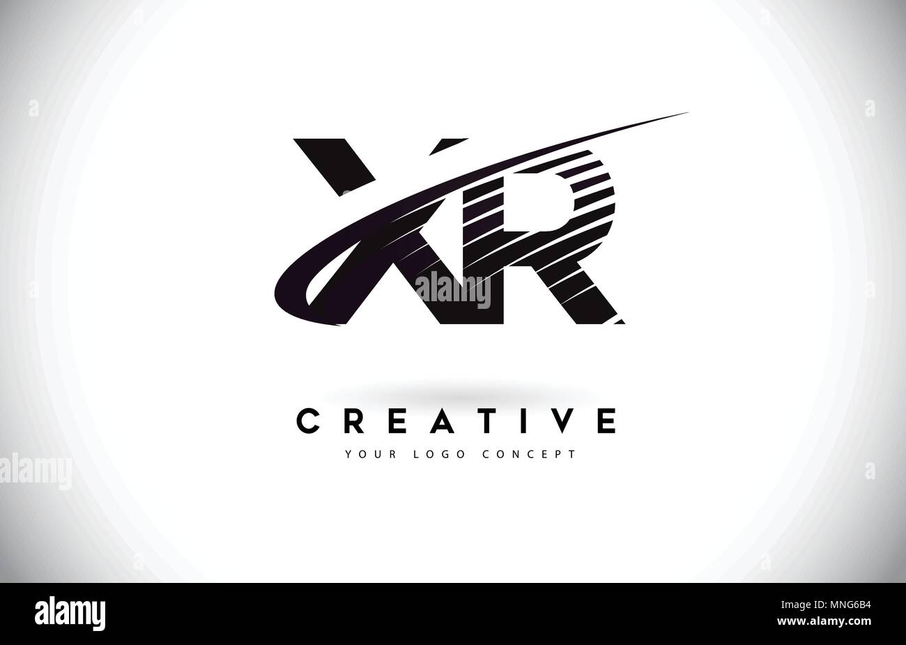 XR X R Letter Logo Design with Swoosh and Black Lines. Modern Creative zebra lines Letters Vector Logo Stock Vector