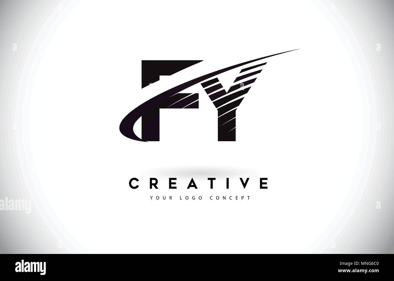 FY F Y Letter Logo Design with Swoosh and Black Lines. Modern Creative zebra lines Letters Vector Logo Stock Vector