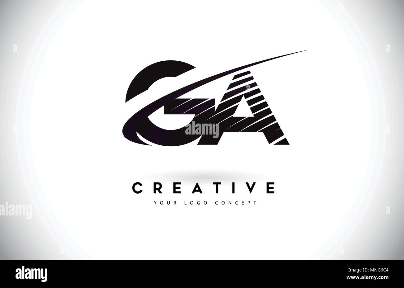 GA G A Letter Logo Design with Swoosh and Black Lines. Modern Creative ...