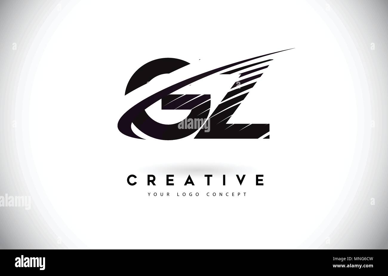 GZ G Y Letter Logo Design with Swoosh and Black Lines. Modern Creative zebra lines Letters Vector Logo Stock Vector