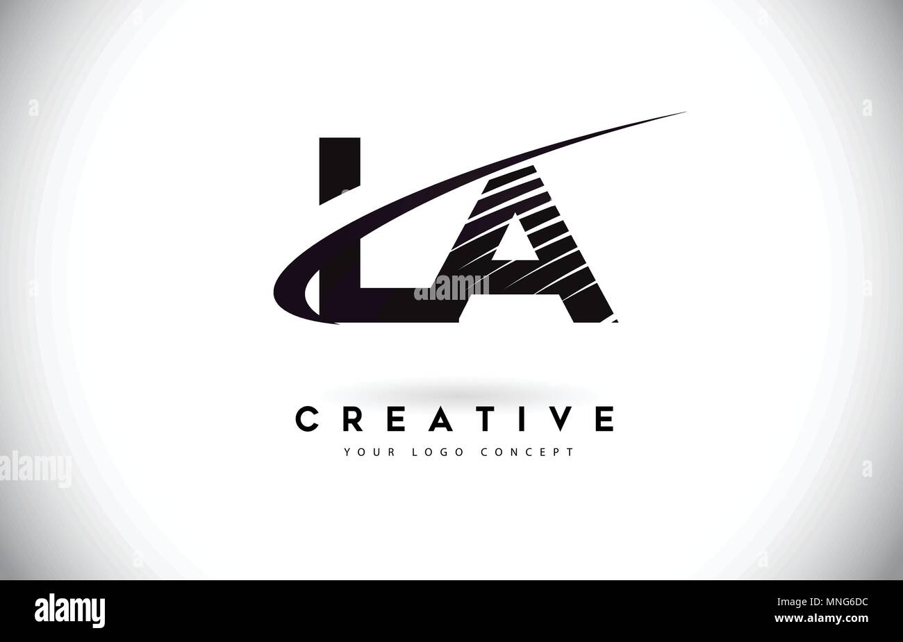 LA L A Letter Logo Design with Swoosh and Black Lines. Modern Creative ...