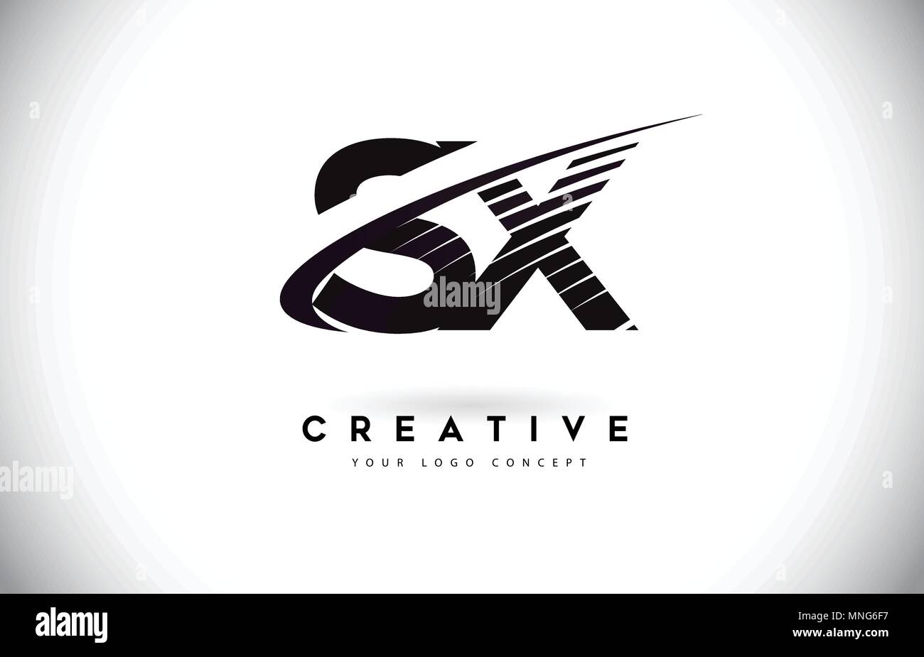 SX S X Letter Logo Design with Swoosh and Black Lines. Modern Creative ...