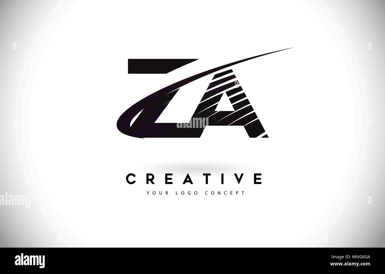 ZA Z A Letter Logo Design with Swoosh and Black Lines. Modern Creative ...