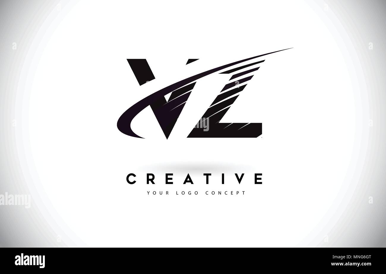 VZ V Z Letter Logo Design with Swoosh and Black Lines. Modern Creative ...