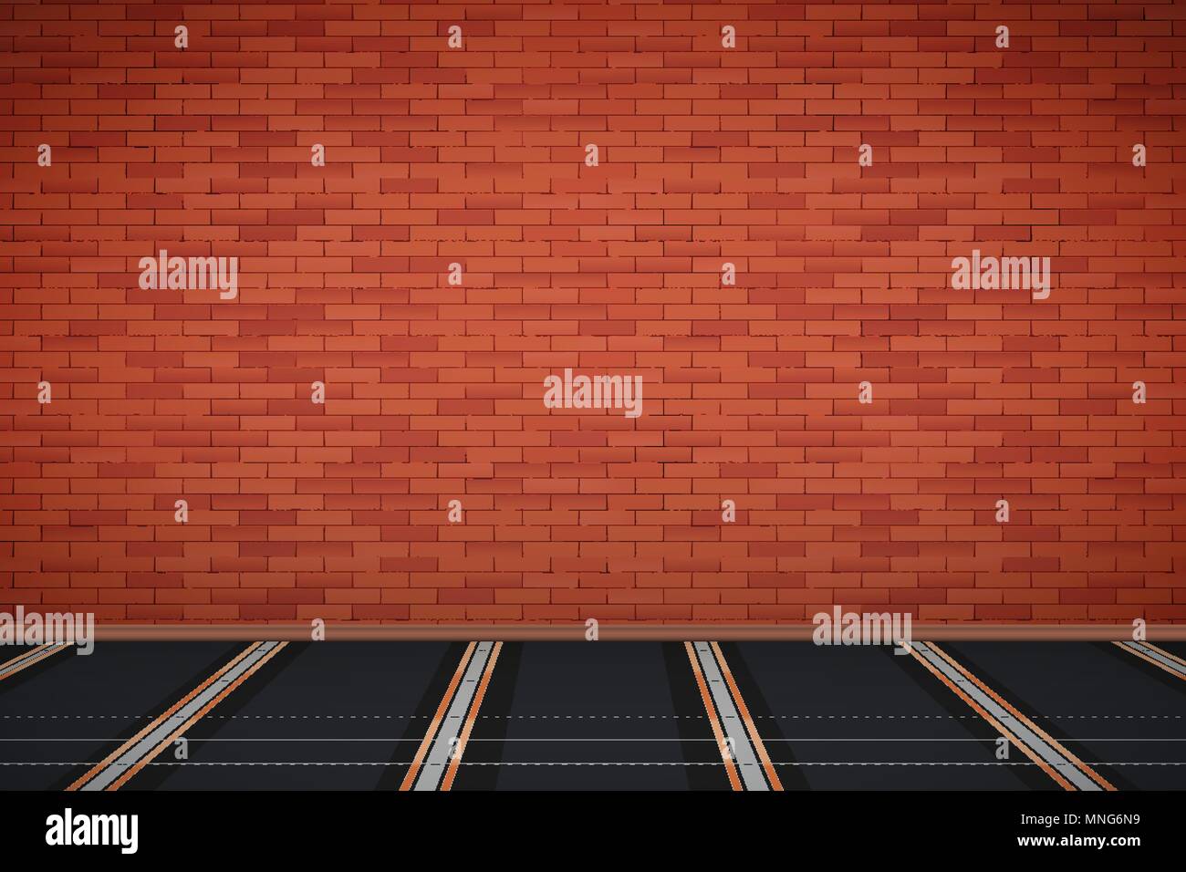 Brick wall with IR heating floor Stock Vector