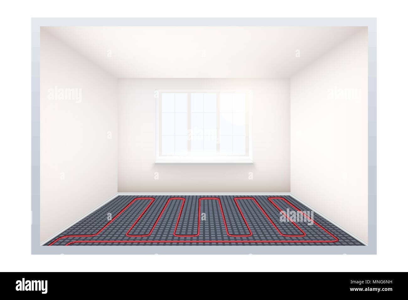 Empty room with heating floor and window Stock Vector