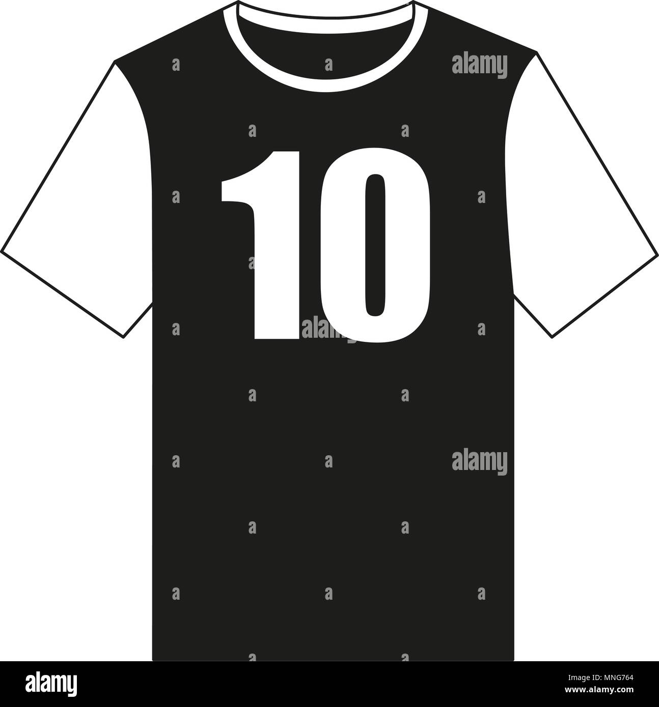 Black and white soccer uniform t-shirt text number ten. Sport theme ...