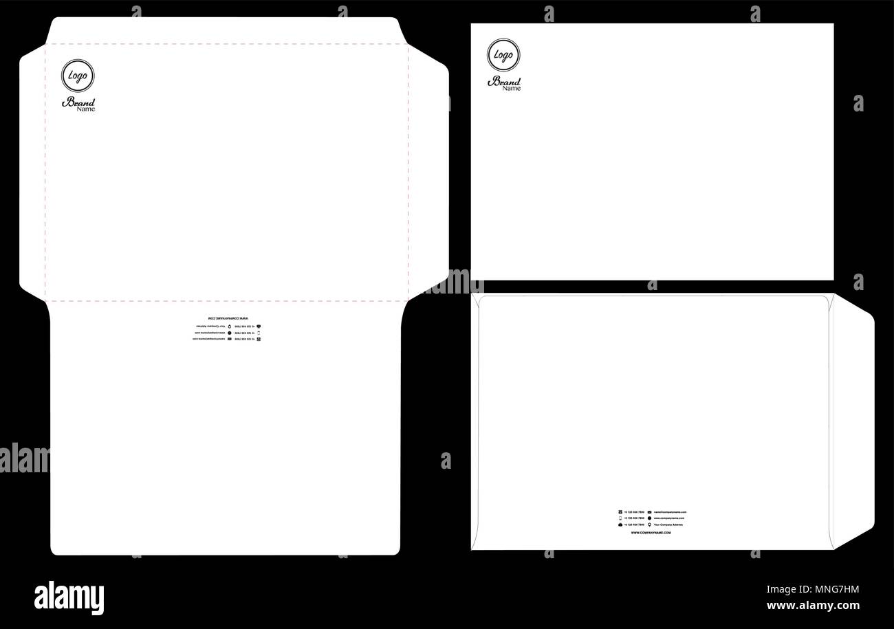 paper envelope dieline mockup template vector Stock Vector Image & Art