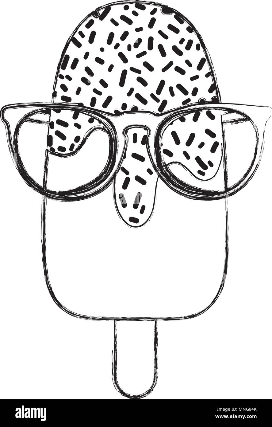 grunge kawaii ice lolly with glasses fashion Stock Vector Image & Art