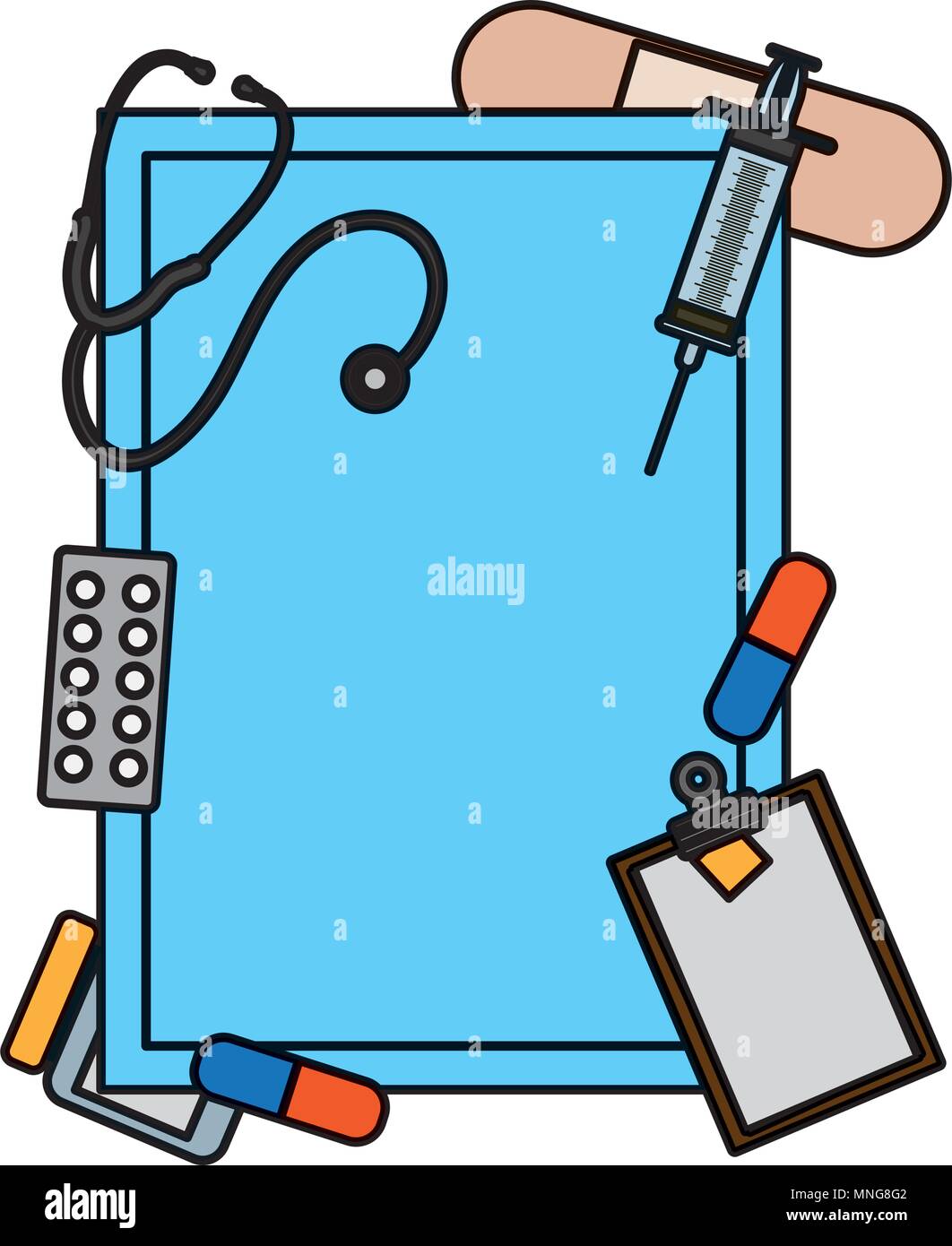 color emblem decoration with health medical treatment Stock Vector