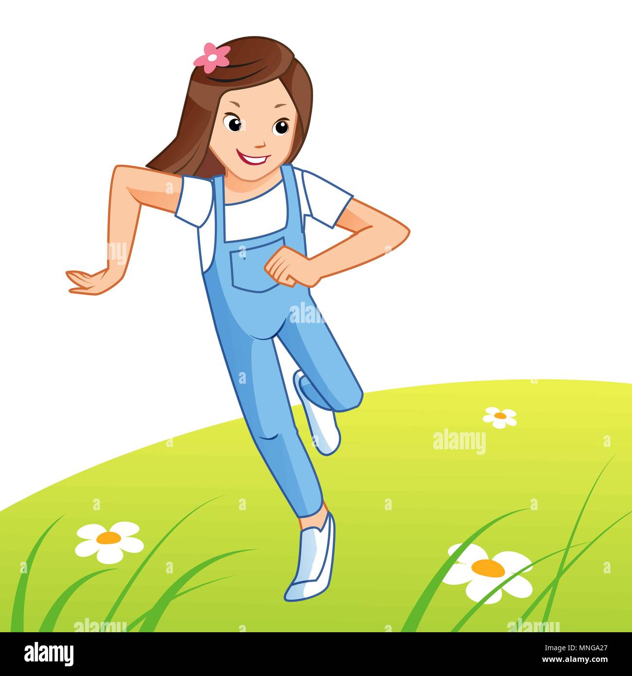 Little girl running on the lawn Stock Vector Image & Art - Alamy