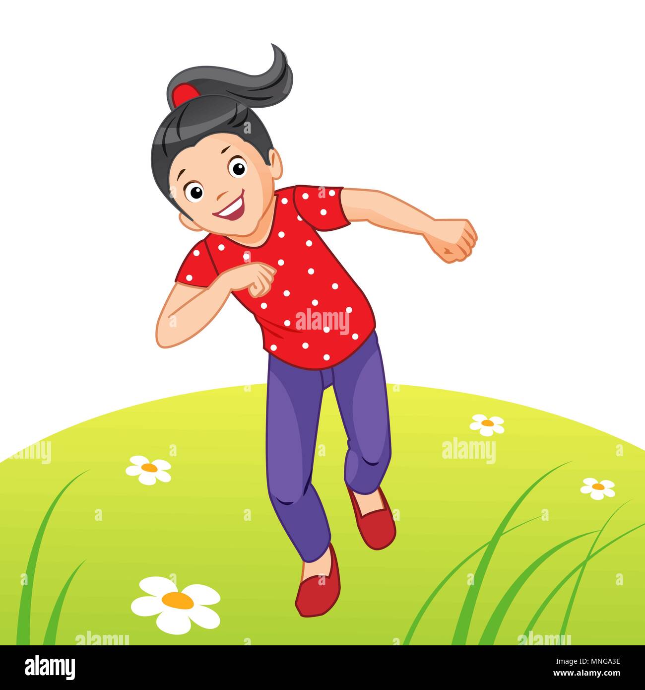 Little girl running on the lawn Stock Vector Image & Art - Alamy
