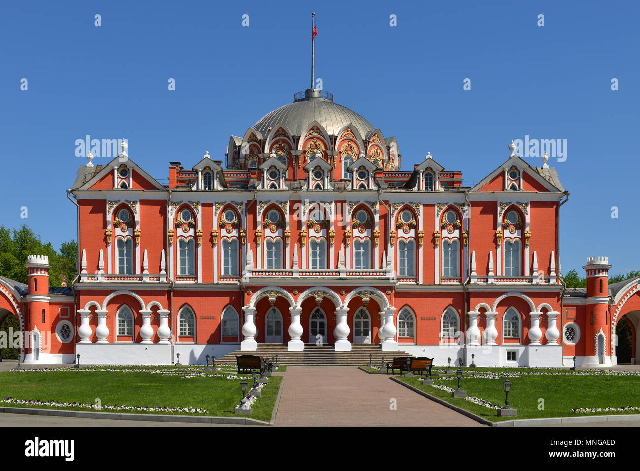 Petrovsky Palace was built for Catherine Great and designed by famous Russian architect Matvei Kazakov in 1782 Stock Photo