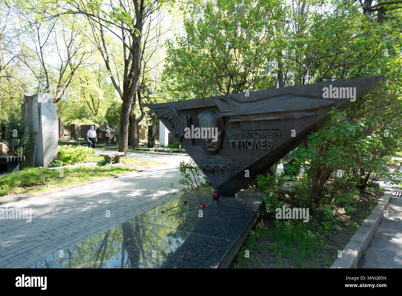grave of Andrei Nikolajewitsch Tupolew Novodevichy Cemetery at the Novodevichy Convent and Monastery, Moscow, Russia Stock Photo
