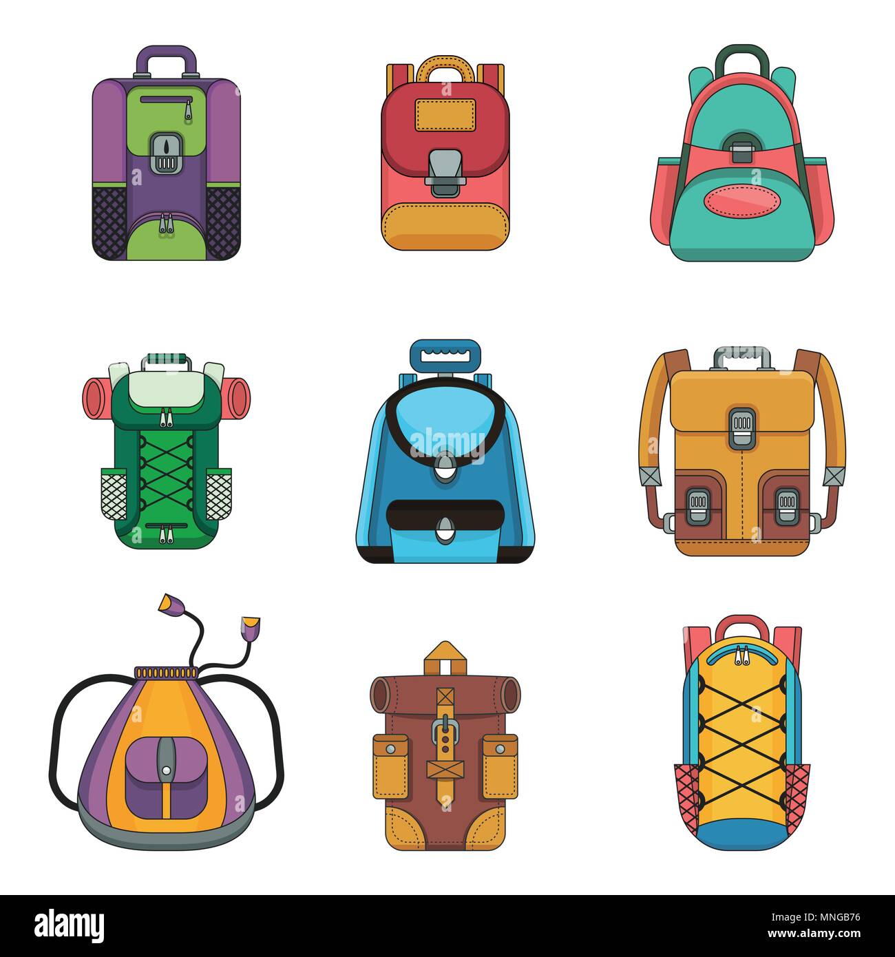 Backpack Flat Icons Stock Vector Image & Art - Alamy