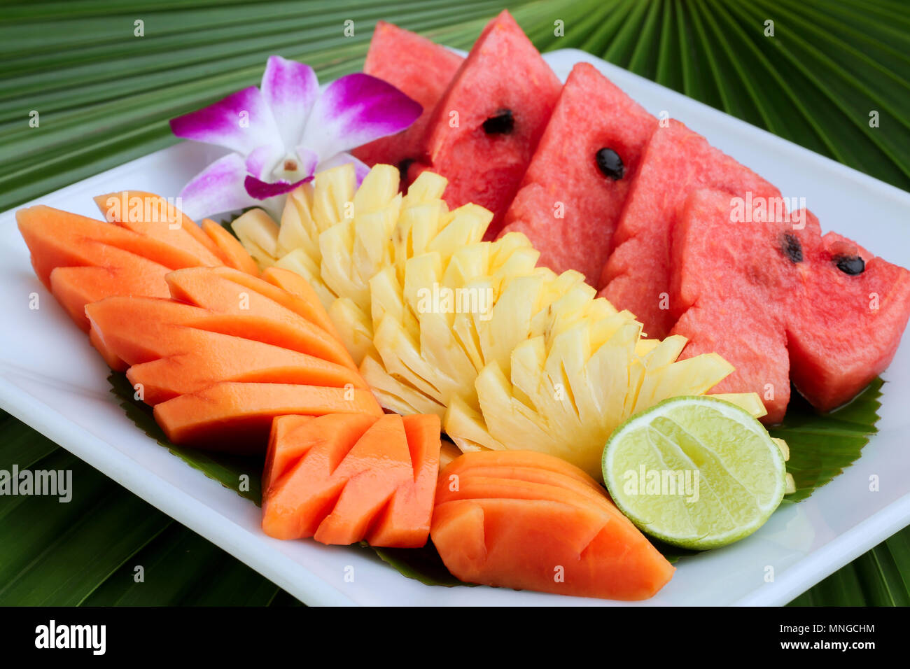 Papaya pineapple watermelon with hires stock photography and images