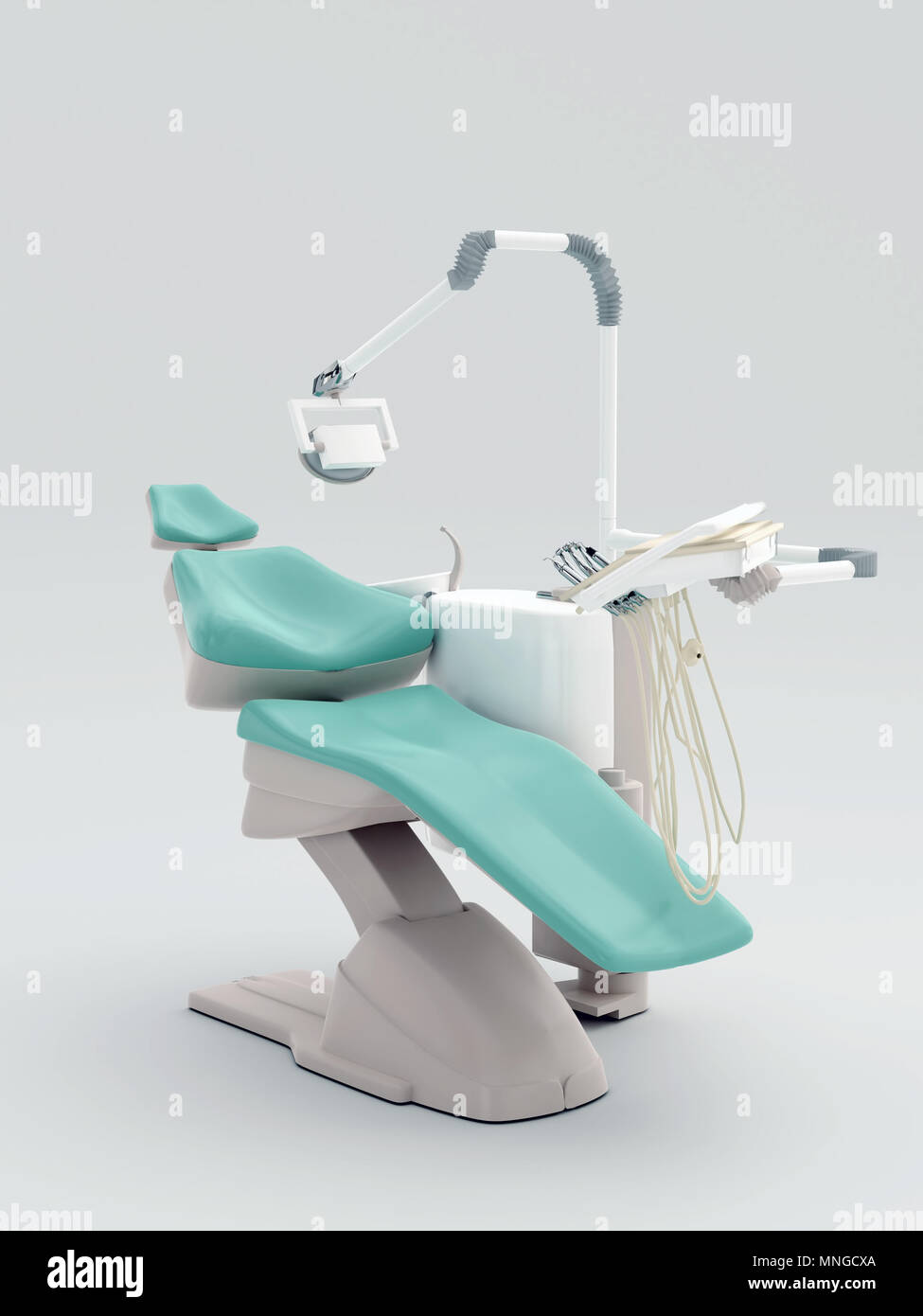 3D render of modern dental chair with equipment Stock Photo