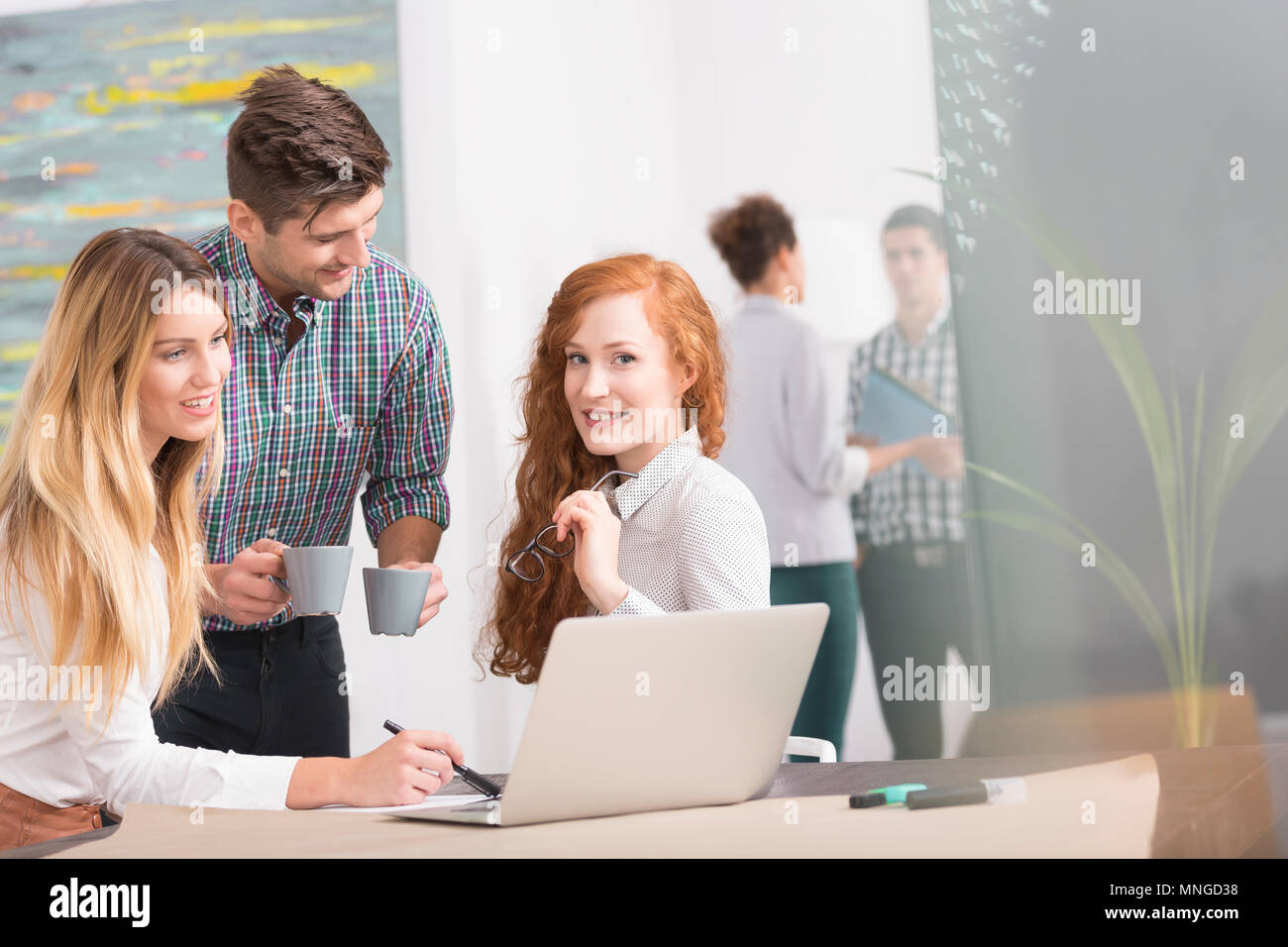 Using Computer With Partner Business partner using laptop hi-res stock photography and images - Alamy
