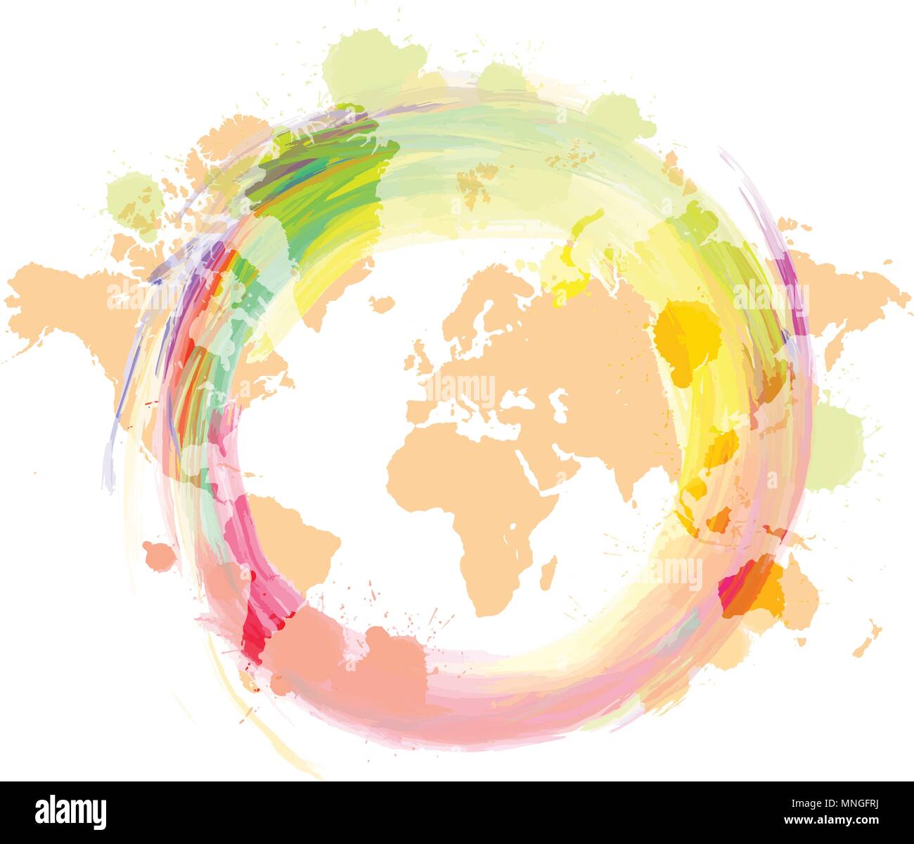 World map with colorful slatter background, vector illustration Stock Vector
