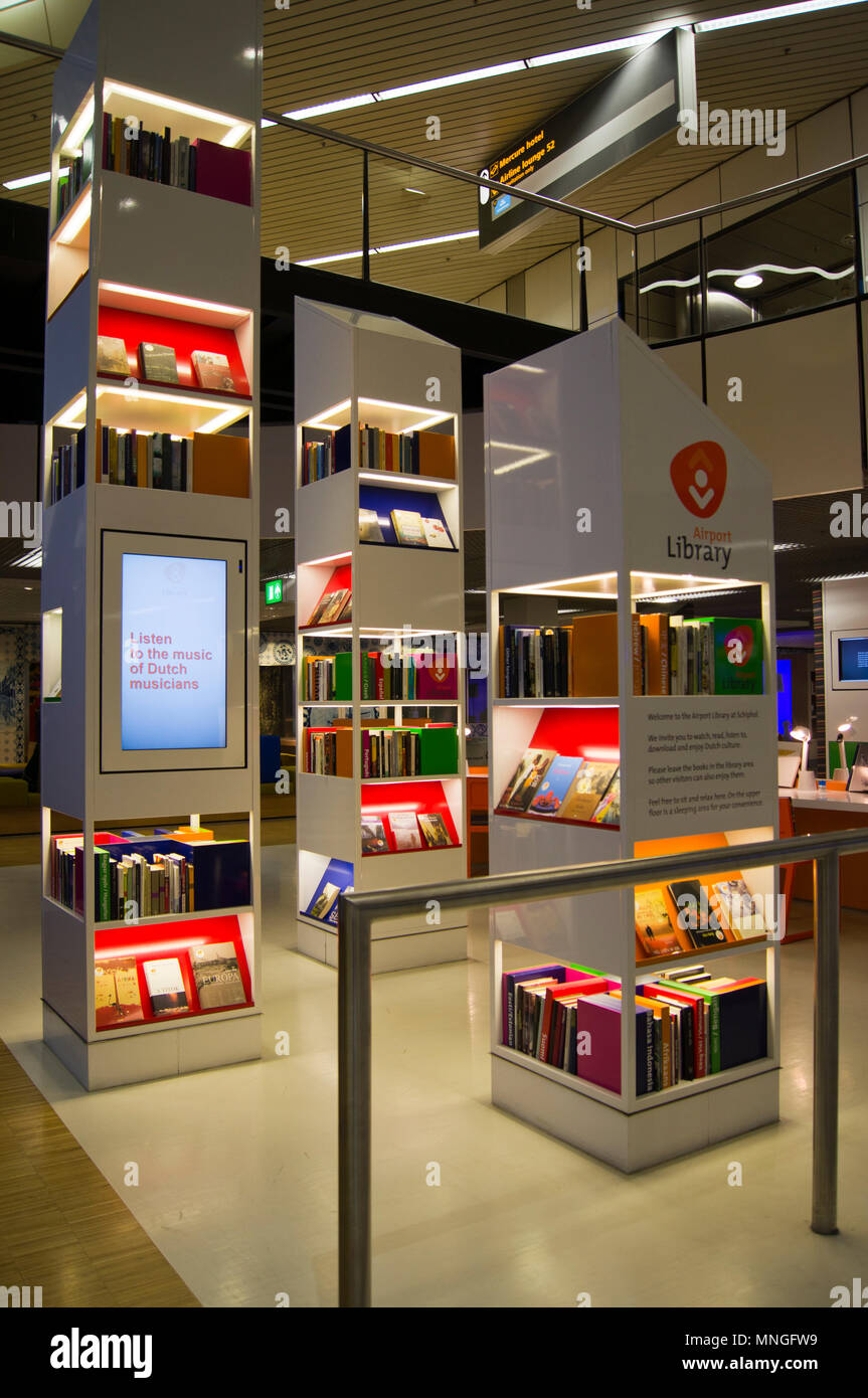 The airport library at Schiphol International Airport in Amsterdam, The