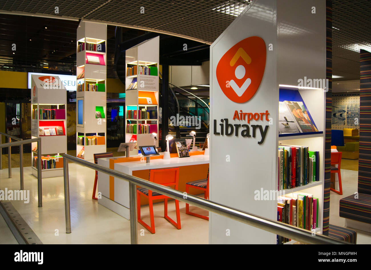 The airport library at Schiphol International Airport in Amsterdam, The